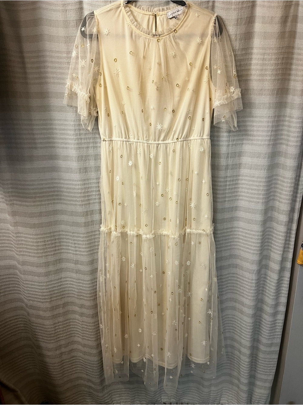 NEW Sheer Embroidered Tiered Midi Dress - Cream by One Loved Babe